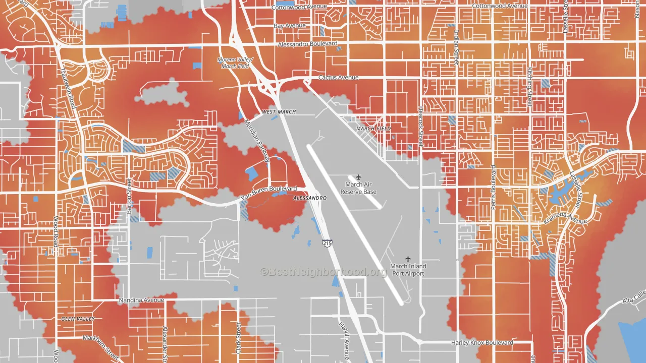 Transit Grade map of March ARB, CA