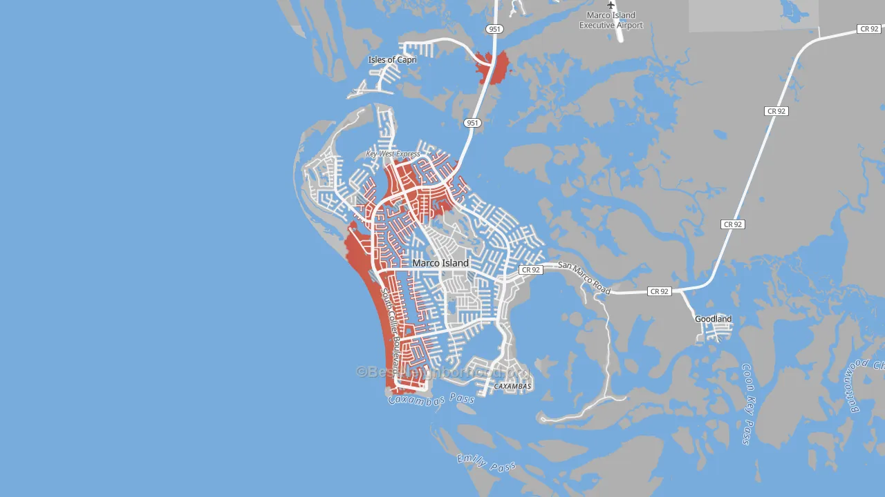 Transit Grade map of Marco Island, FL