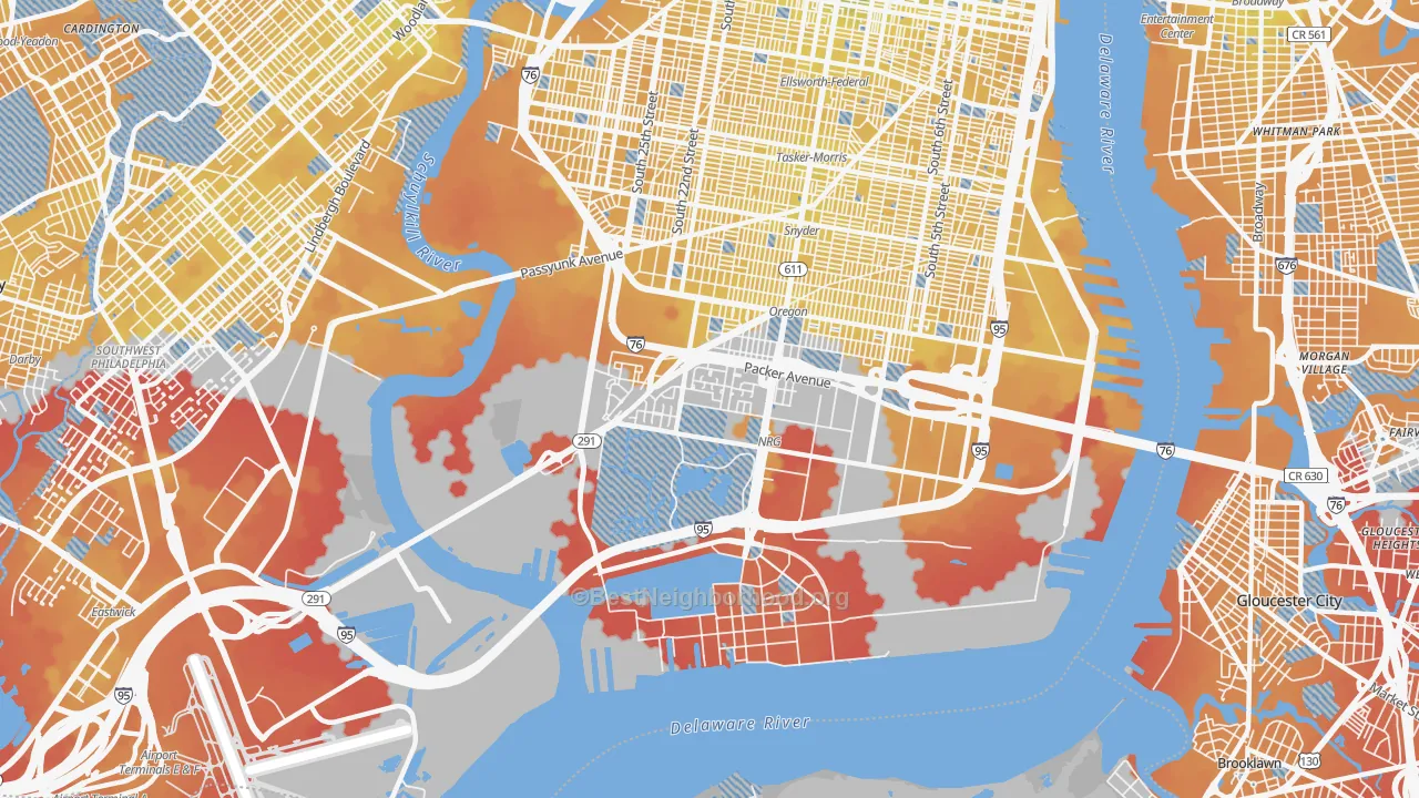Transit Grade map of Marconi Plaza-Packer Park, Philadelphia, PA
