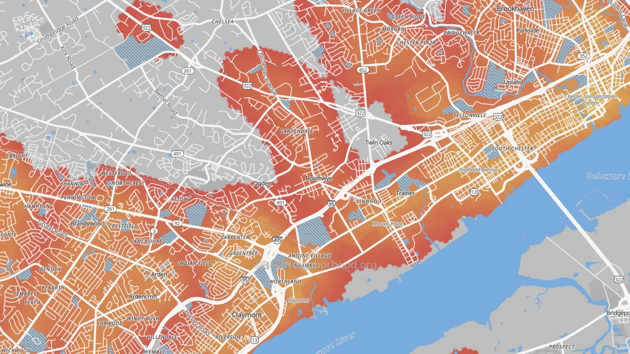 Transit Grade map of Marcus Hook, PA