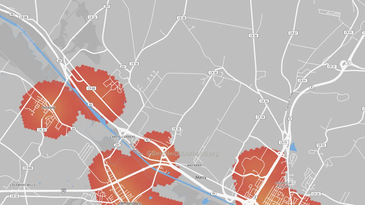 Transit Grade map of Marcy, NY