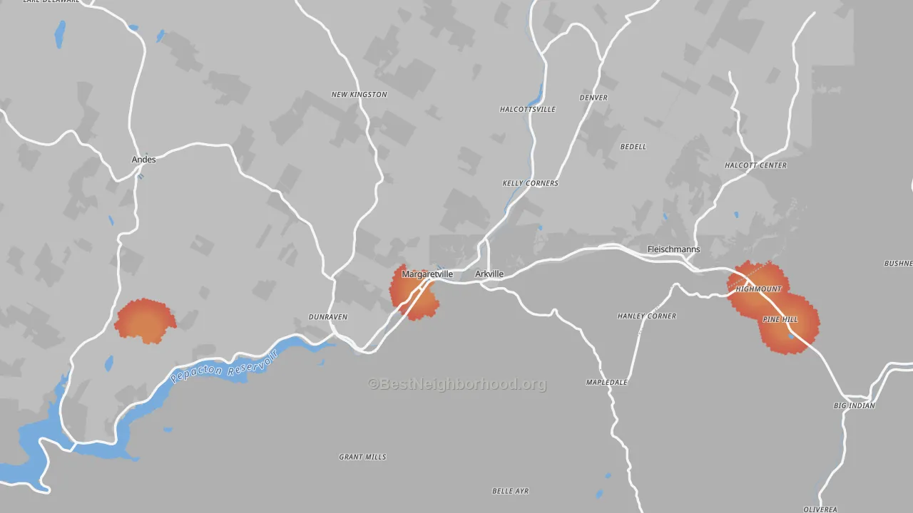 Transit Grade map of Margaretville, NY
