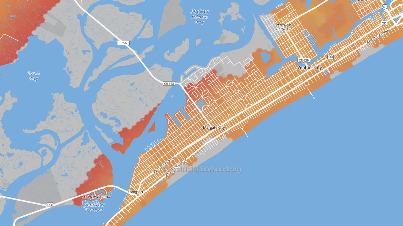 Transit Grade map of Margate City, NJ