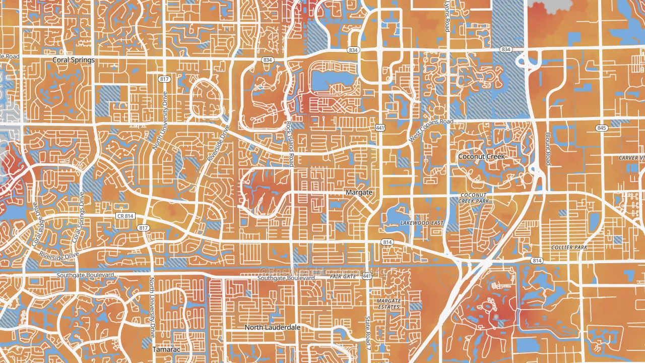 Transit Grade map of Margate, FL