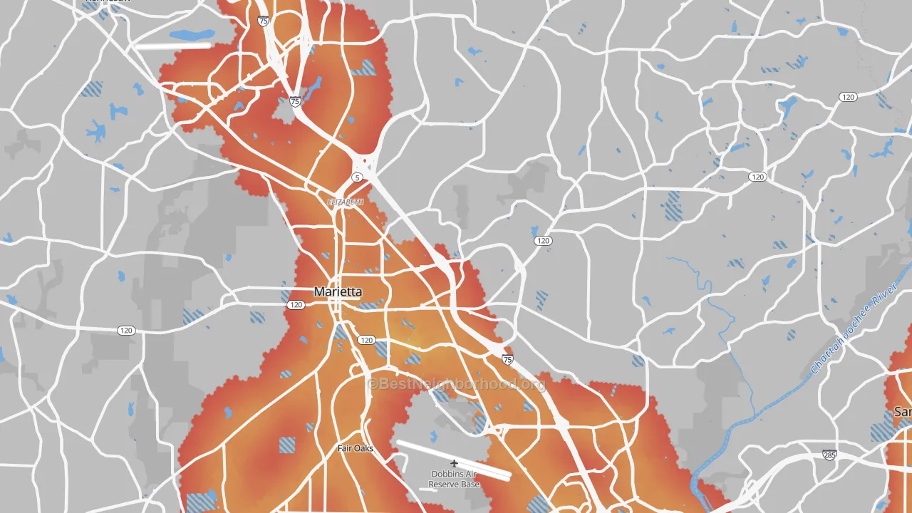 Transit Grade map of Marietta, GA