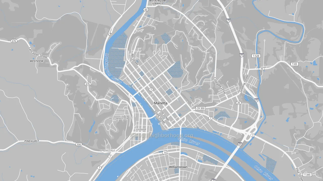 Transit Grade map of Marietta Historic District, Marietta, OH