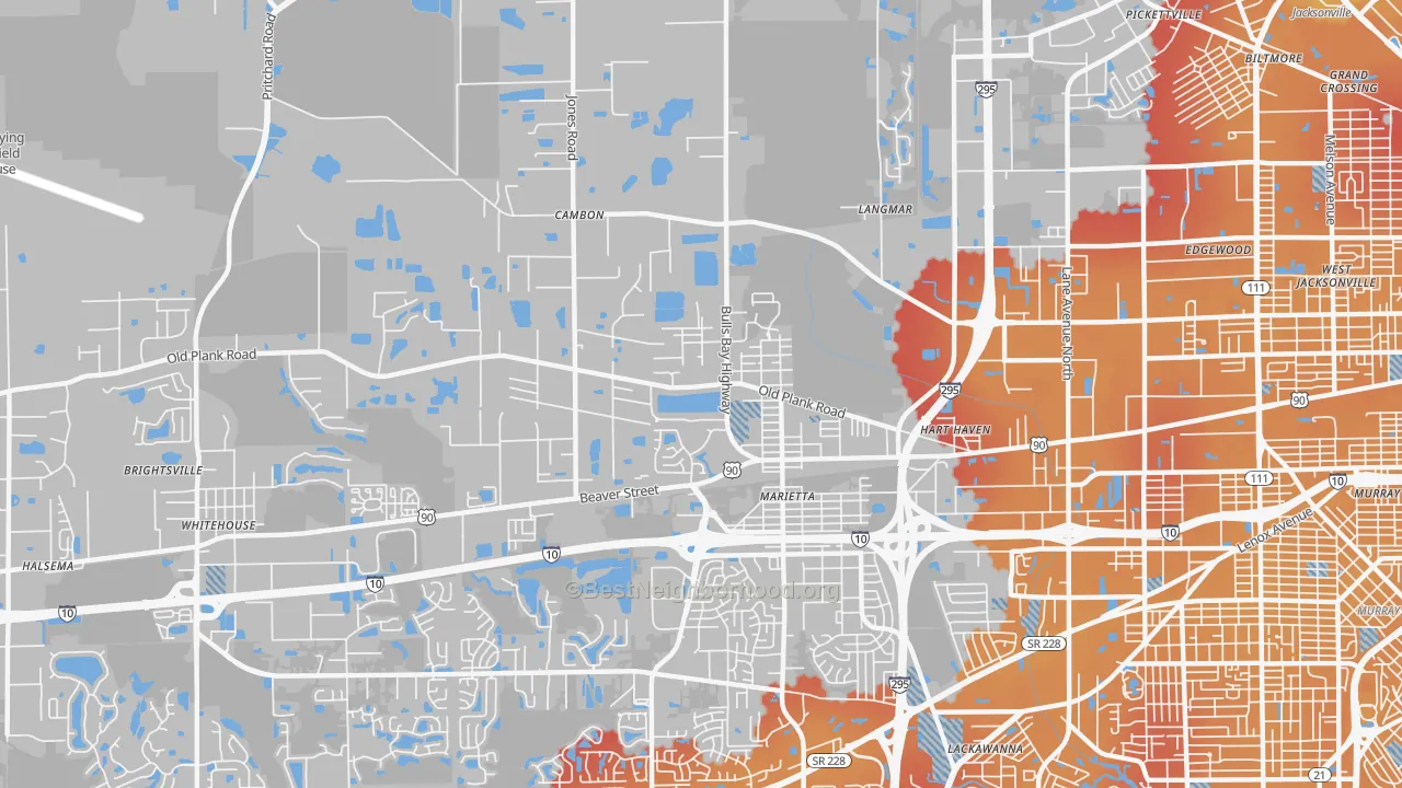 Transit Grade map of Marietta, Jacksonville, FL