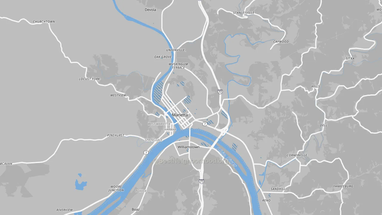 Transit Grade map of Marietta, OH