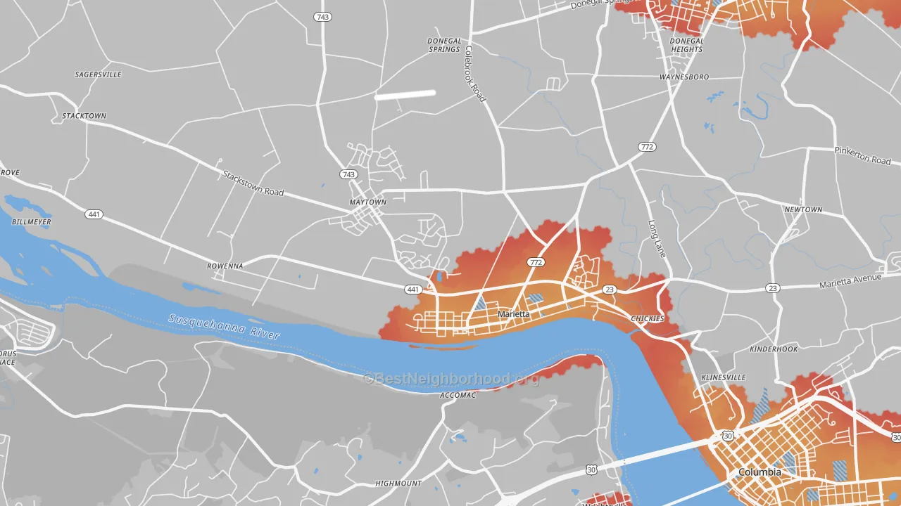 Transit Grade map of Marietta, PA