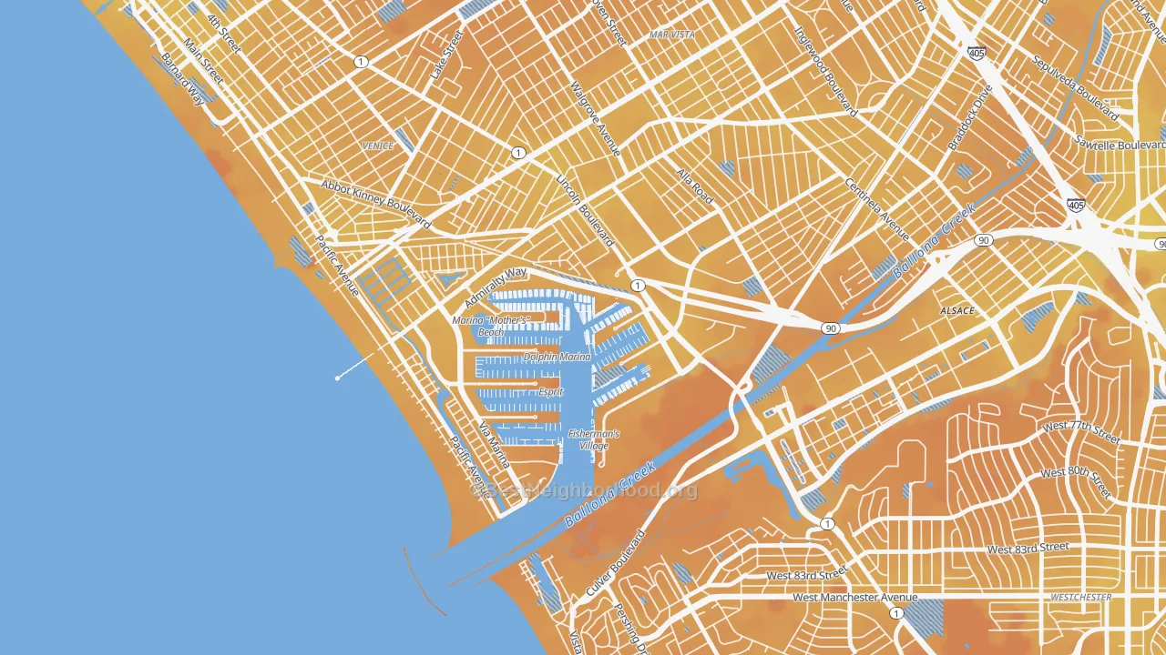 Transit Grade map of Marina Del Rey, CA