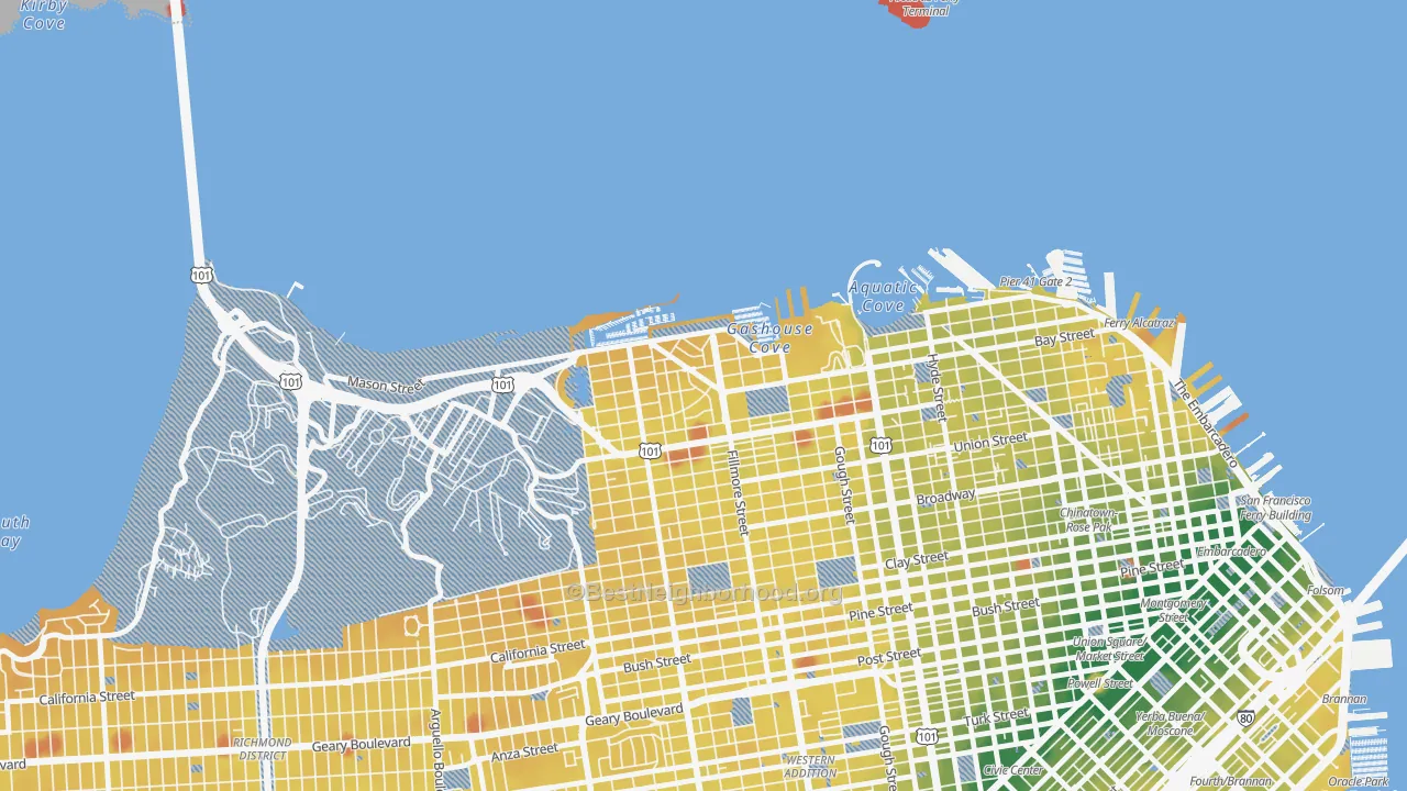 Transit Grade map of Marina-San Francisco, San Francisco, CA