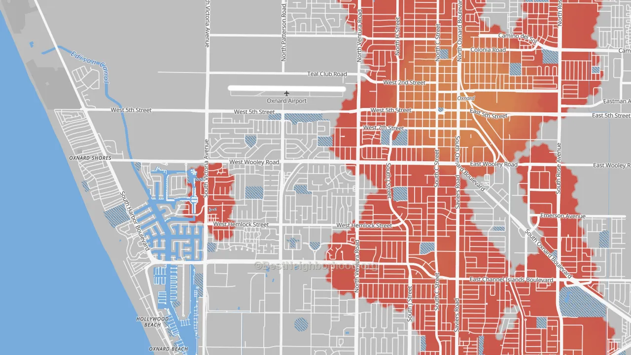 Transit Grade map of Marina West, Oxnard, CA