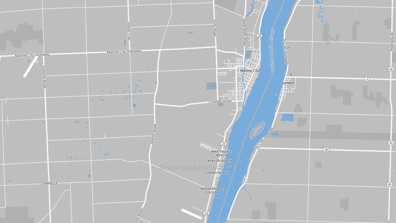 Transit Grade map of Marine City, MI
