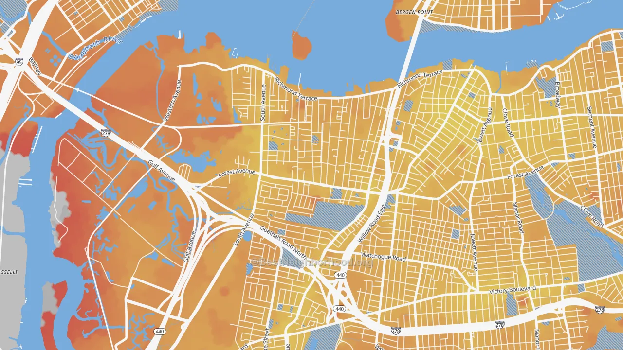 Transit Grade map of Mariners Harbor, Staten Island, NY