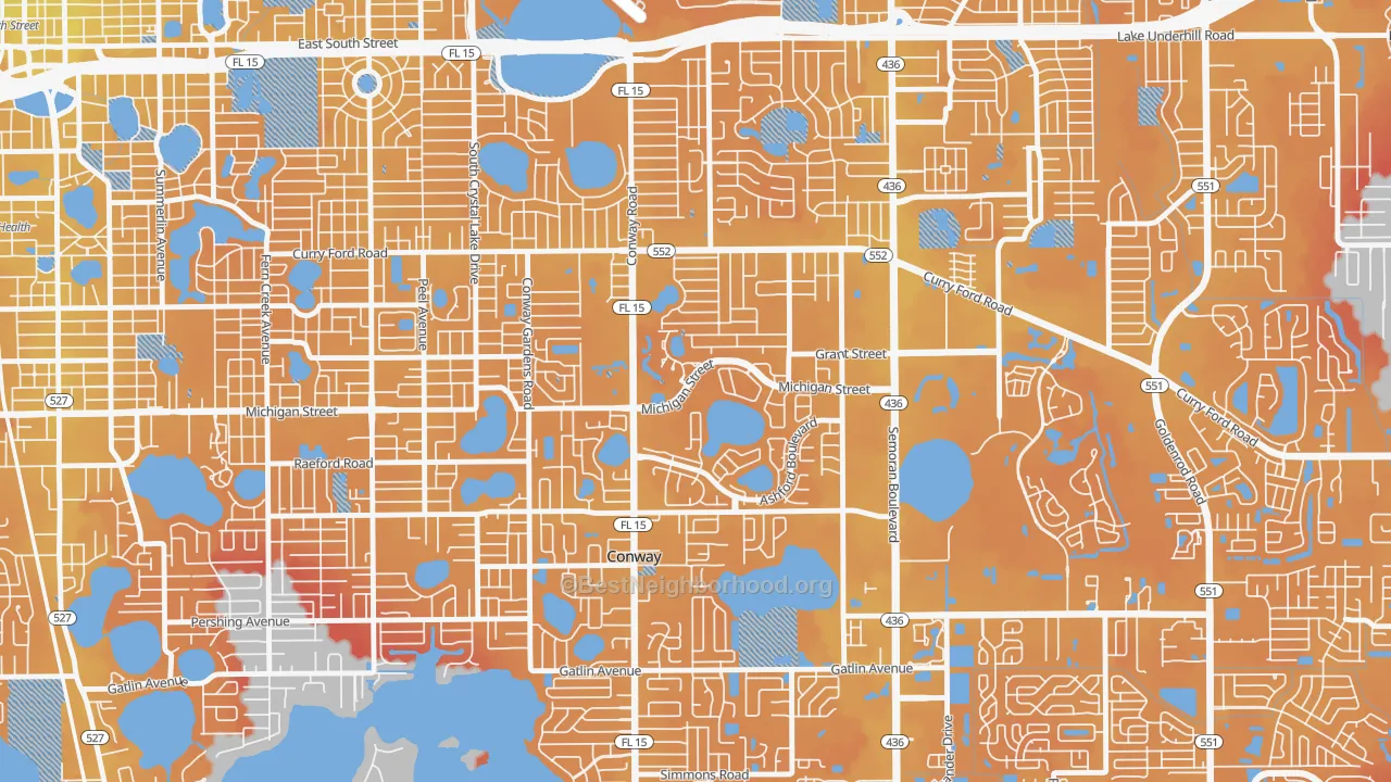 Transit Grade map of Mariners Village, Orlando, FL