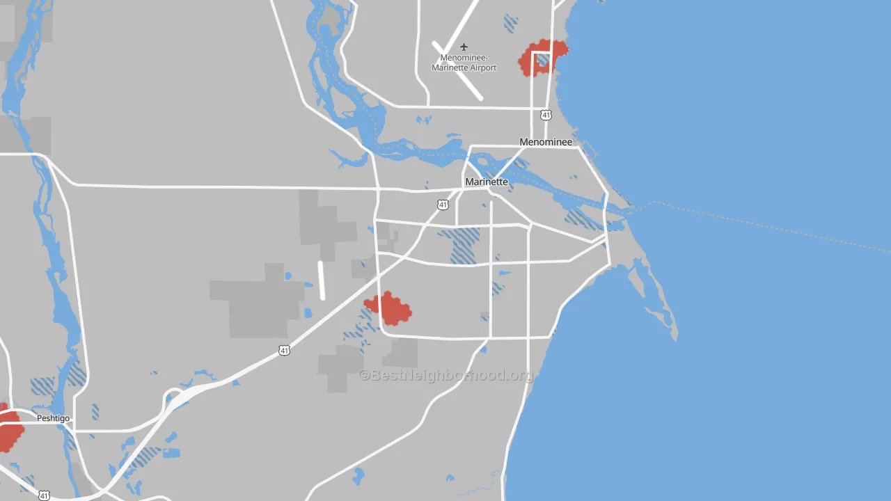 Transit Grade map of Marinette, WI