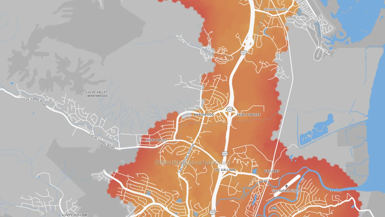 Transit Grade map of Marinwood, San Rafael, CA