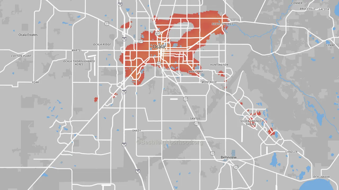 Transit Grade map of Marion County, FL