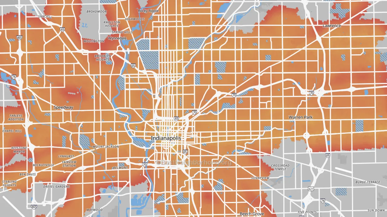 Transit Grade map of Marion County, IN