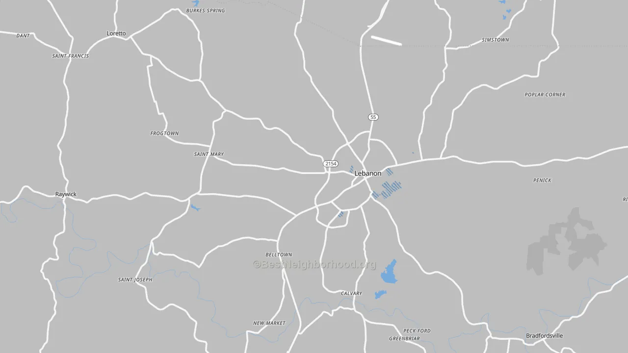Transit Grade map of Marion County, KY