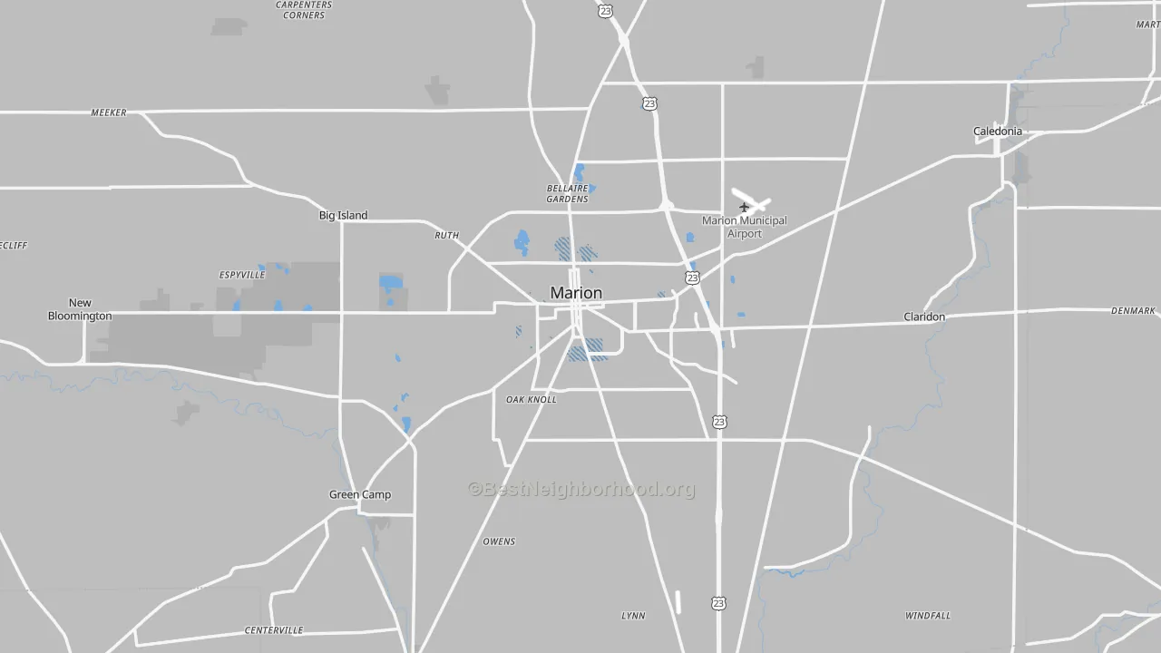 Transit Grade map of Marion County, OH