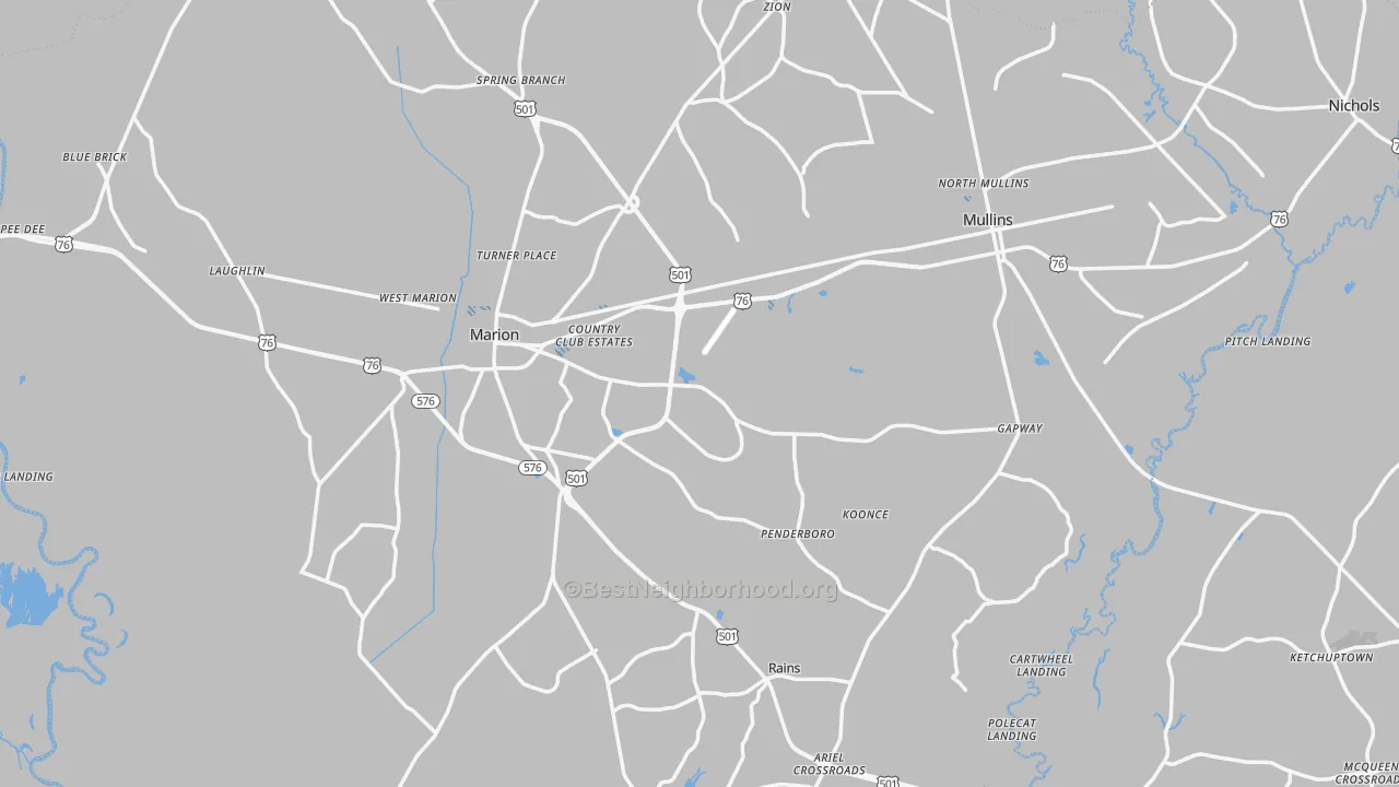 Transit Grade map of Marion County, SC