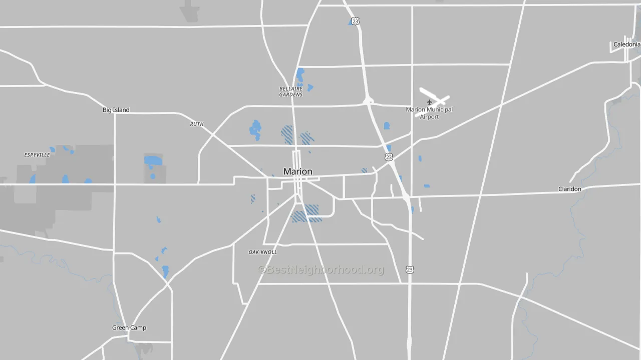 Transit Grade map of Marion, OH