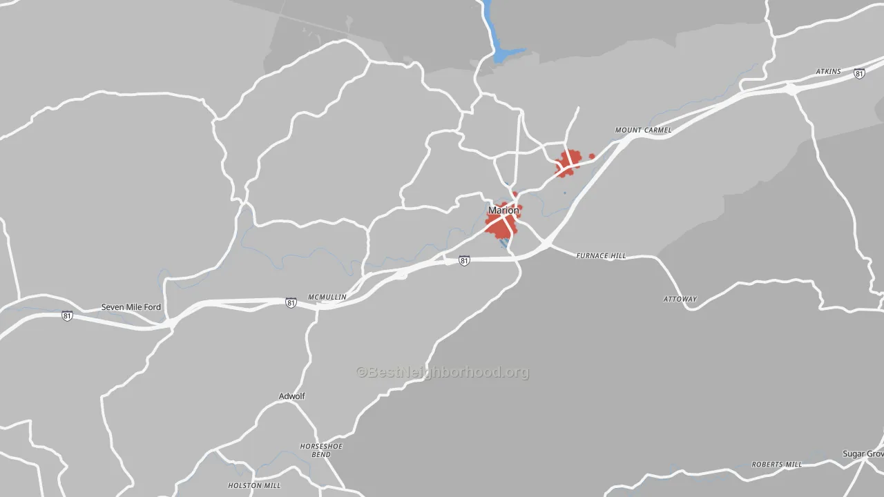 Transit Grade map of Marion, VA