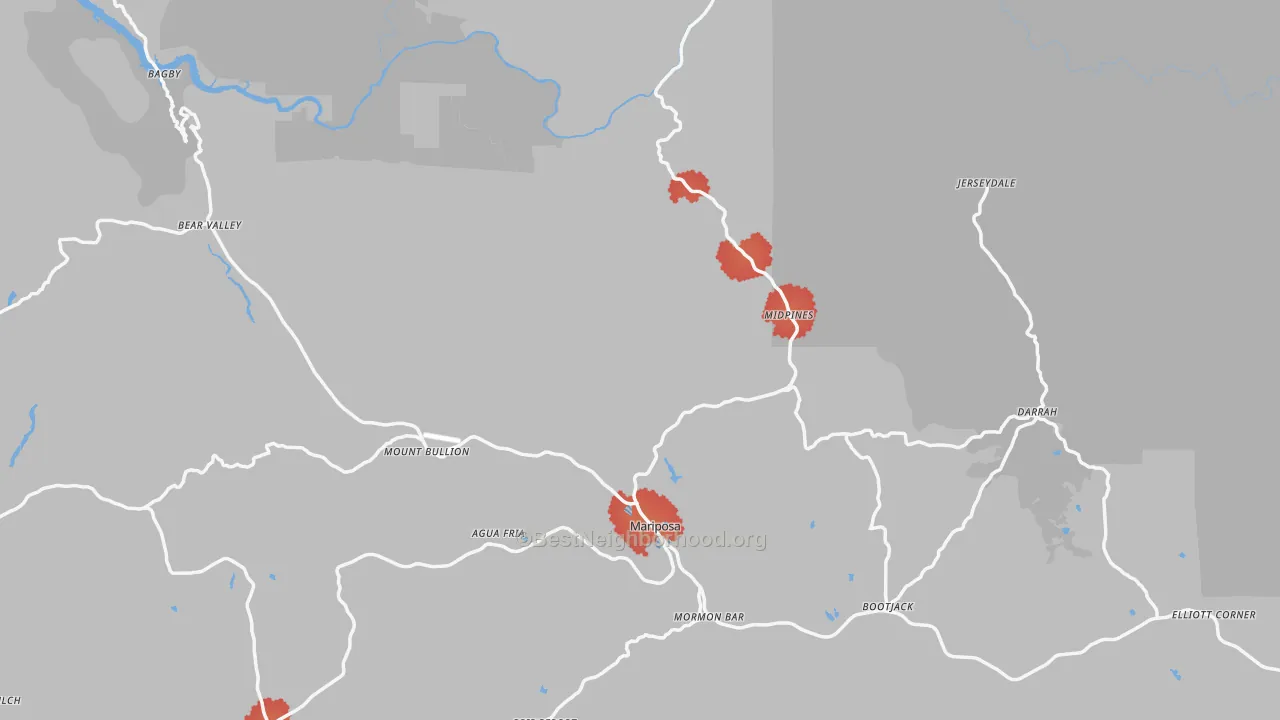 Transit Grade map of Mariposa County, CA