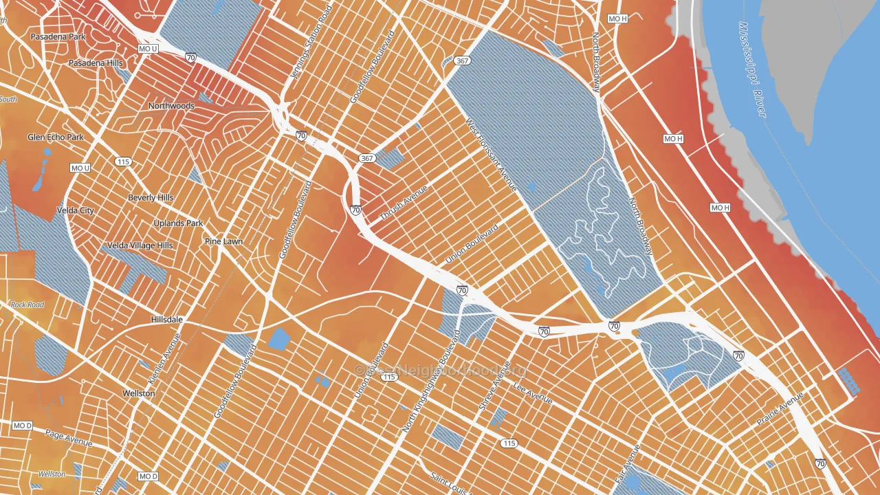 Transit Grade map of Mark Twain, St. Louis, MO
