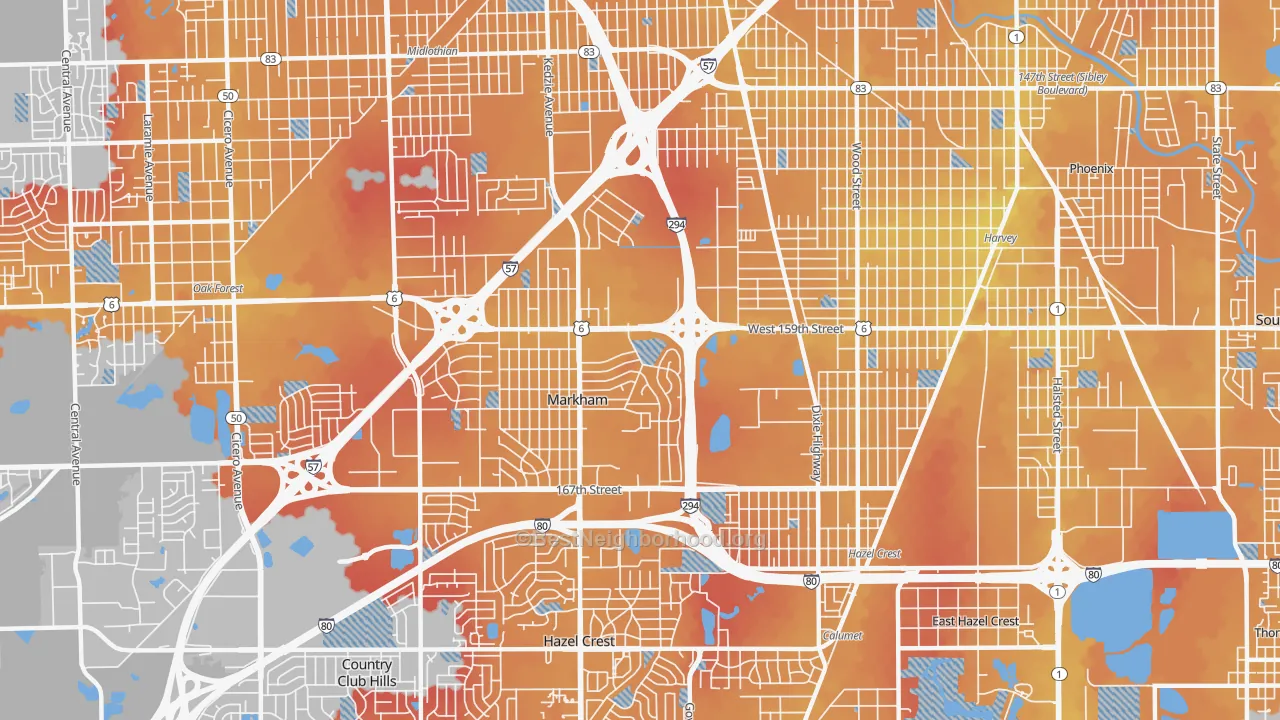 Transit Grade map of Markham, IL