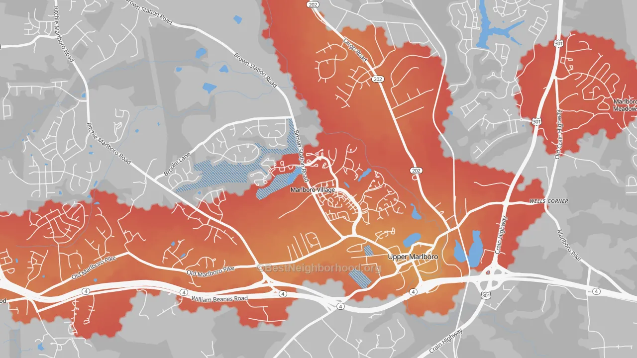 Transit Grade map of Marlboro Village, MD