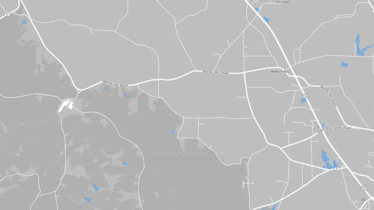 Transit Grade map of Marley Mill, AL