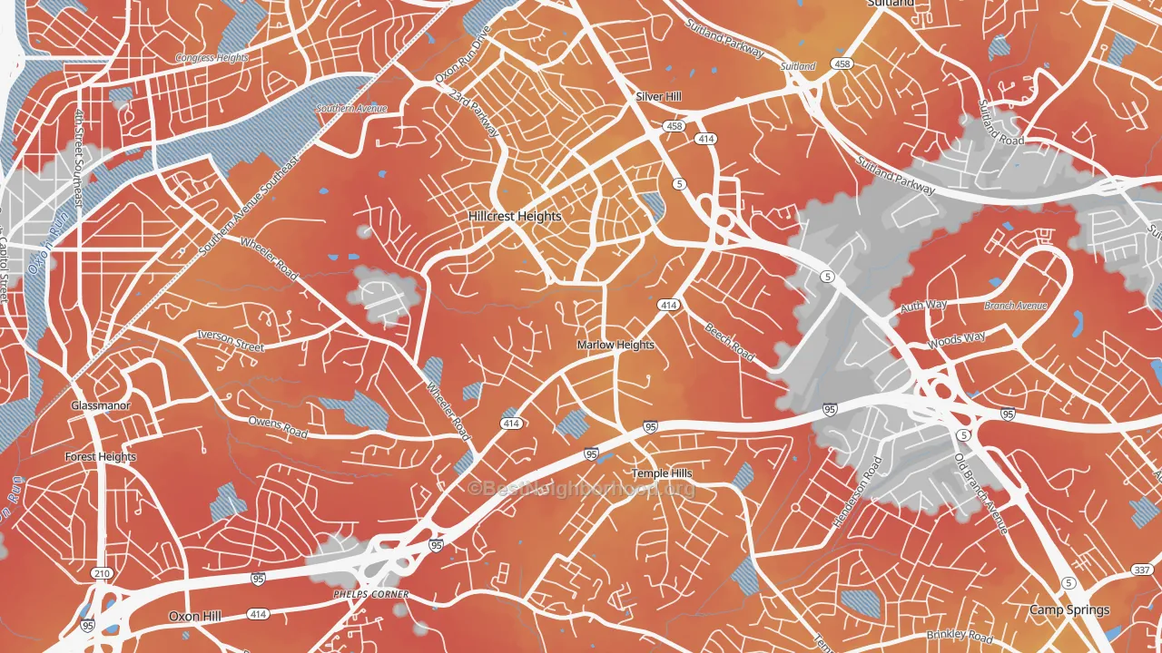 Transit Grade map of Marlow Heights, MD