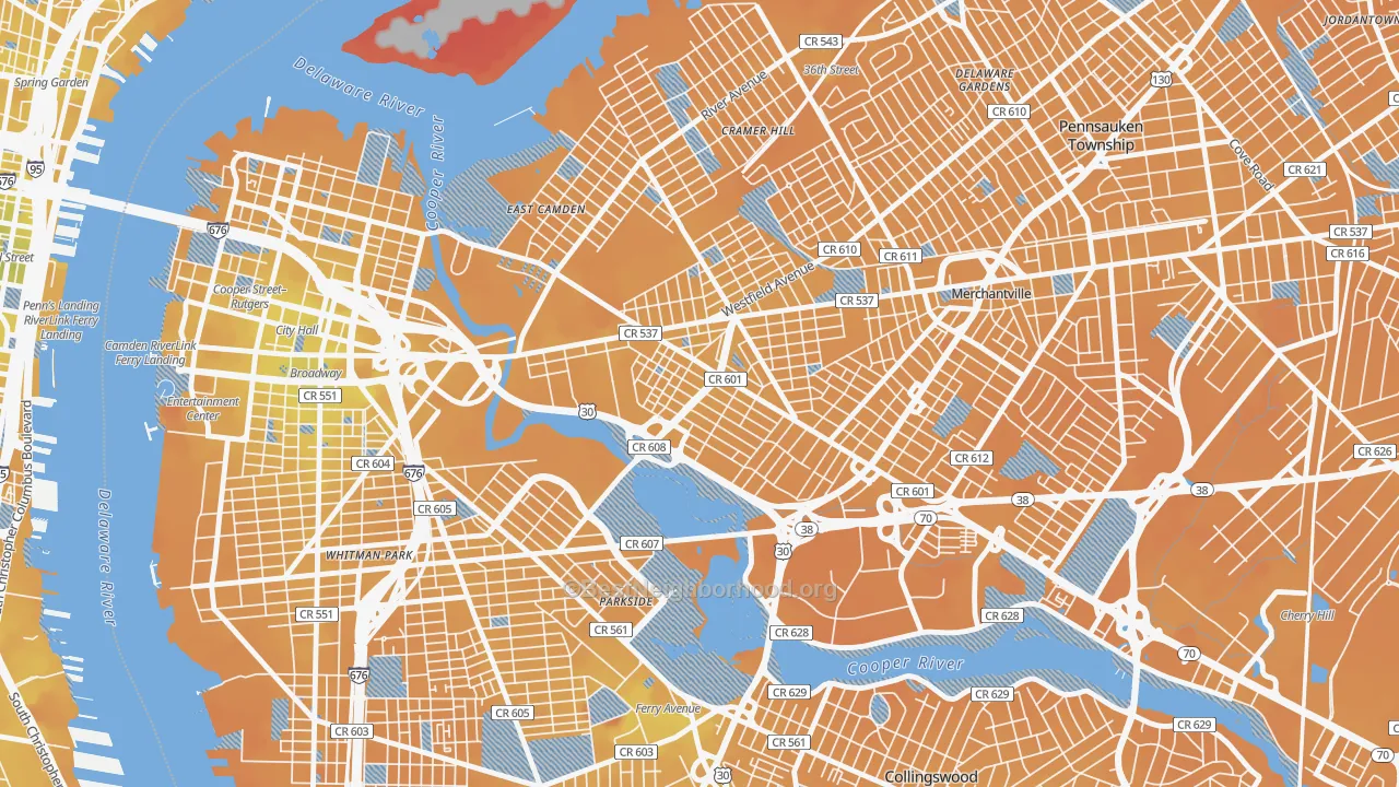 Transit Grade map of Marlton, Camden, NJ