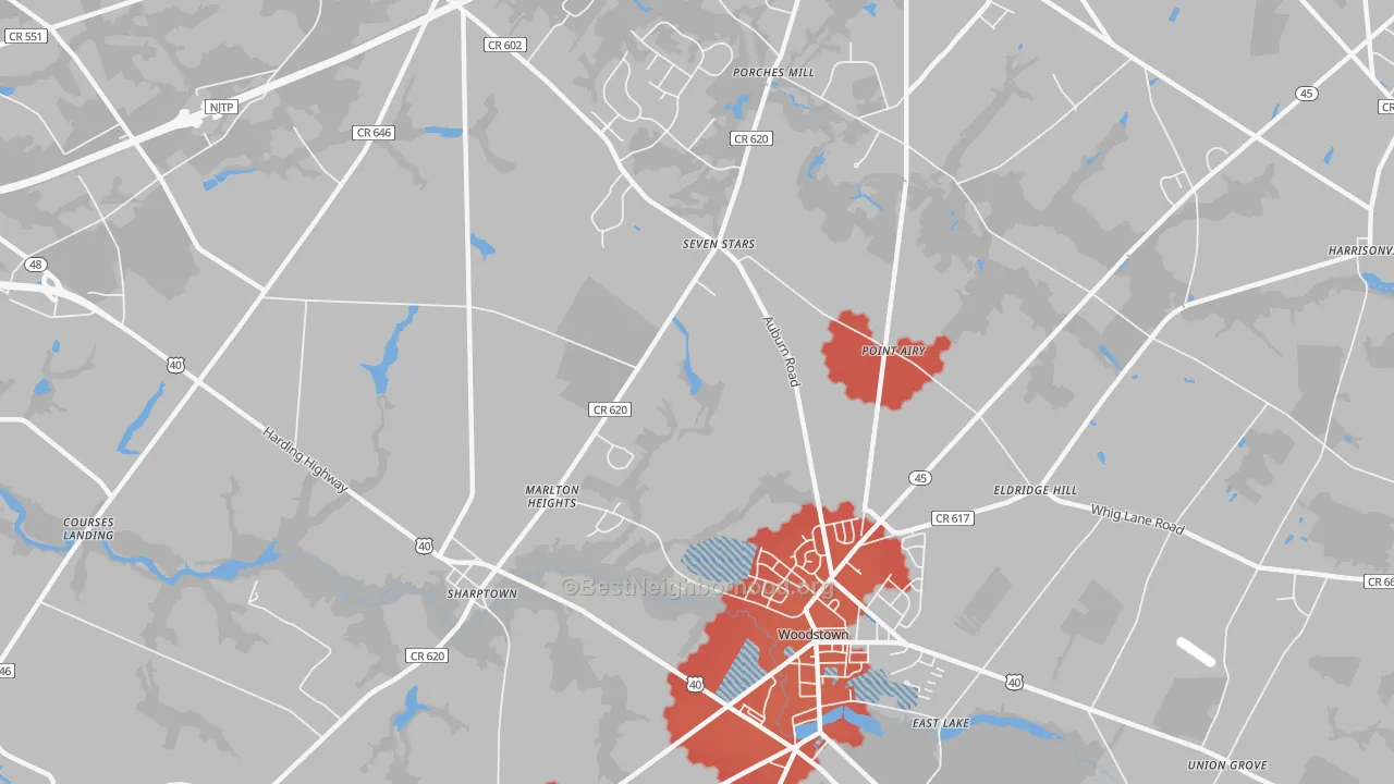 Transit Grade map of Marlton Heights, NJ