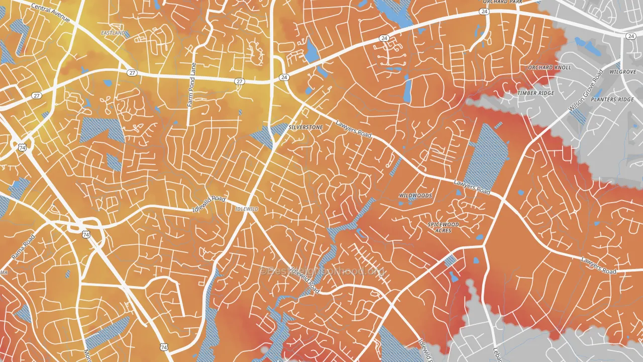 Transit Grade map of Marlwood, Charlotte, NC