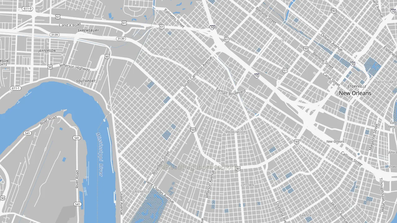 Transit Grade map of Marlyville, New Orleans, LA