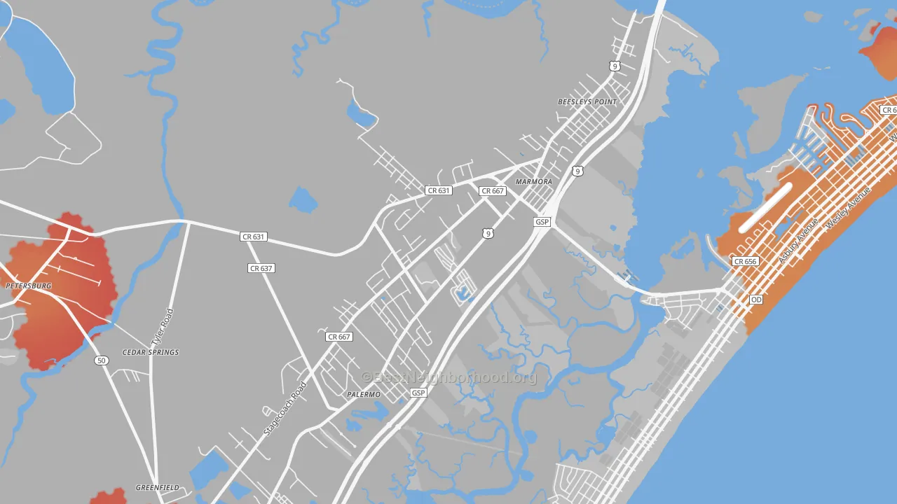 Transit Grade map of Marmora, NJ