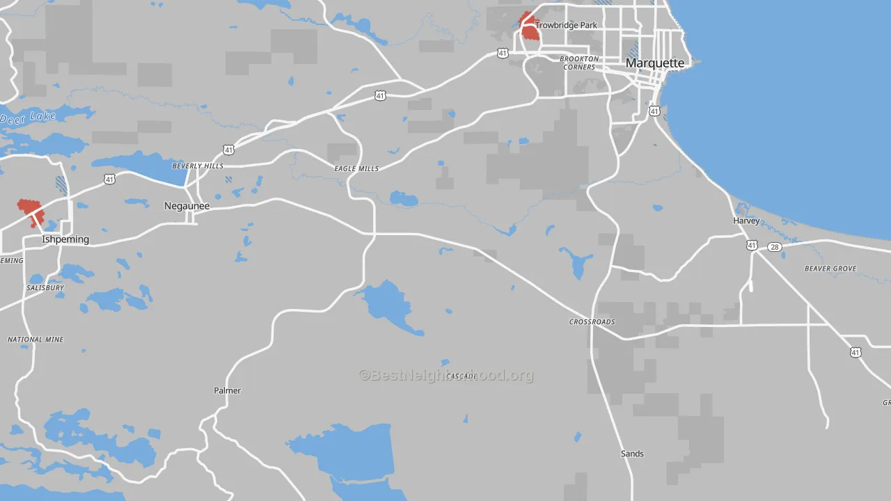 Transit Grade map of Marquette County, MI