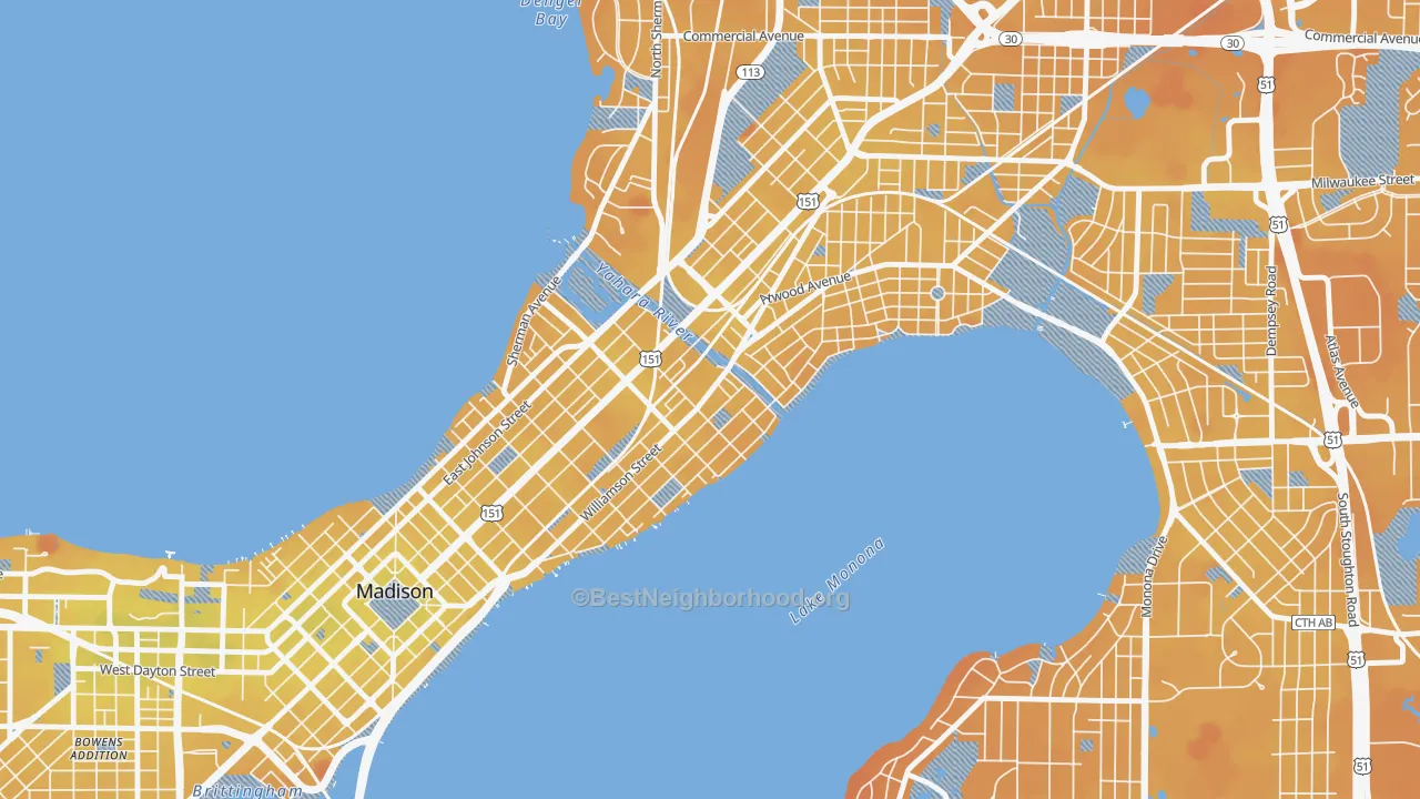 Transit Grade map of Marquette, Madison, WI
