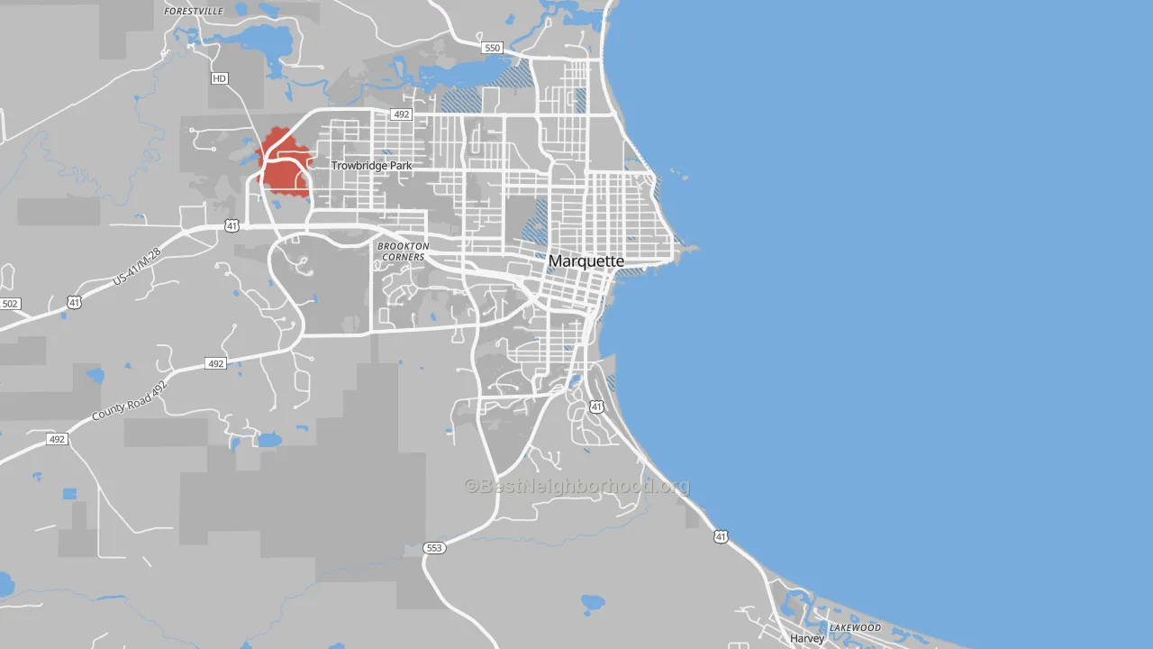Transit Grade map of Marquette, MI