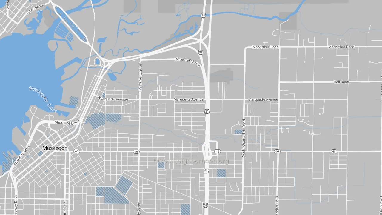 Transit Grade map of Marquette, Muskegon, MI