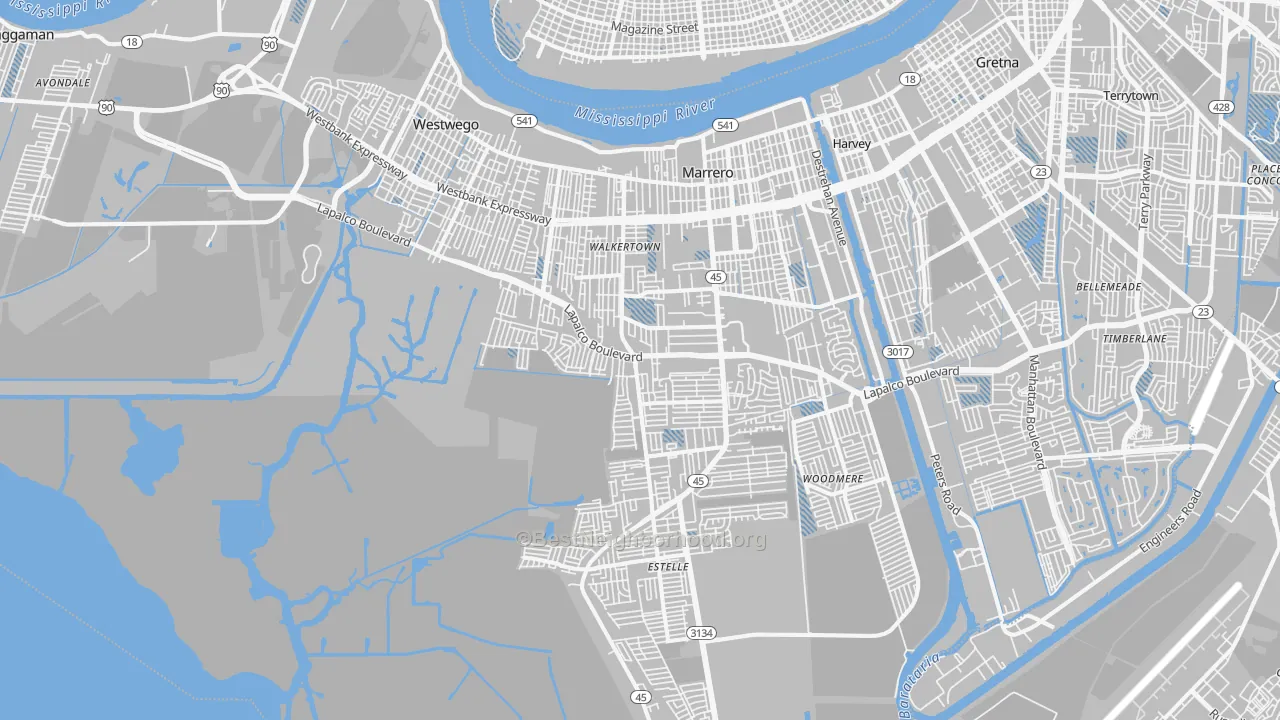 Transit Grade map of Marrero, LA