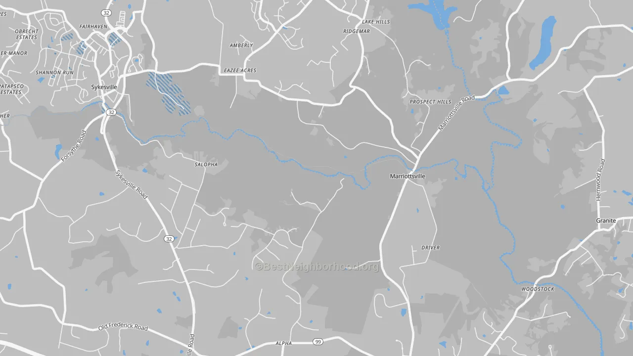 Transit Grade map of Marriottsville, MD