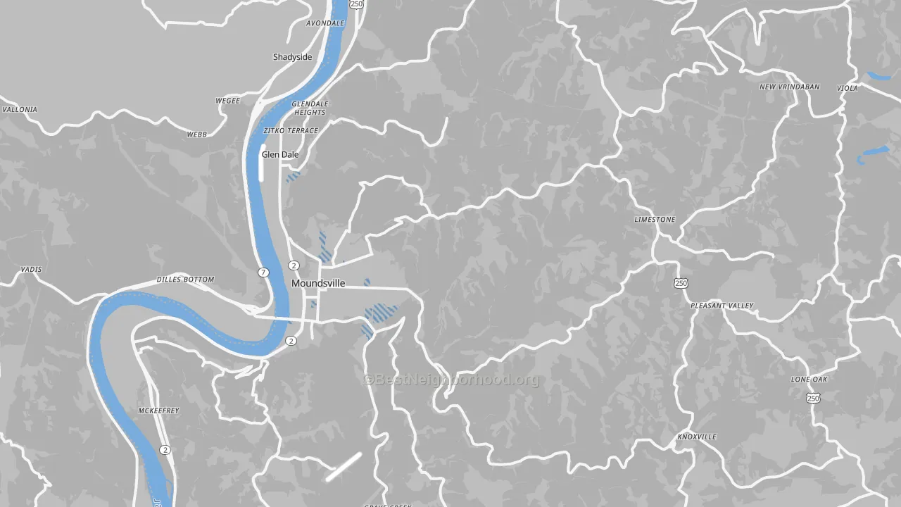 Transit Grade map of Marshall County, WV