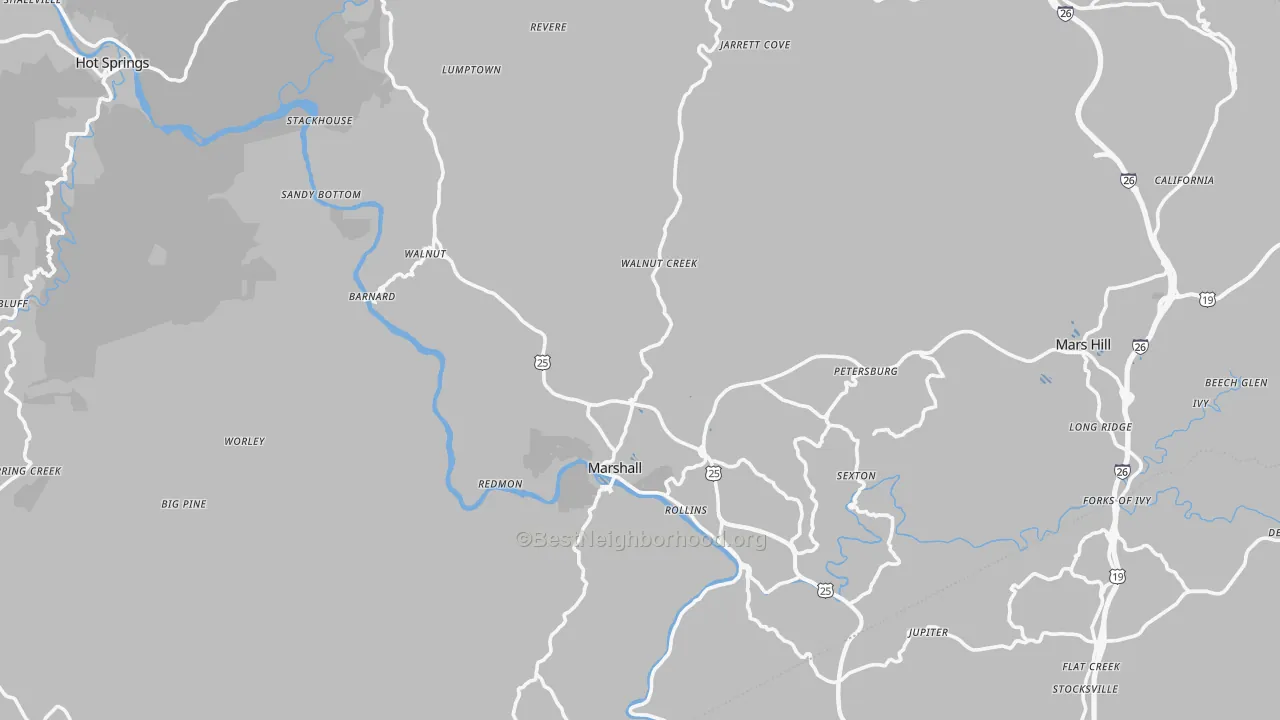 Transit Grade map of Marshall, NC