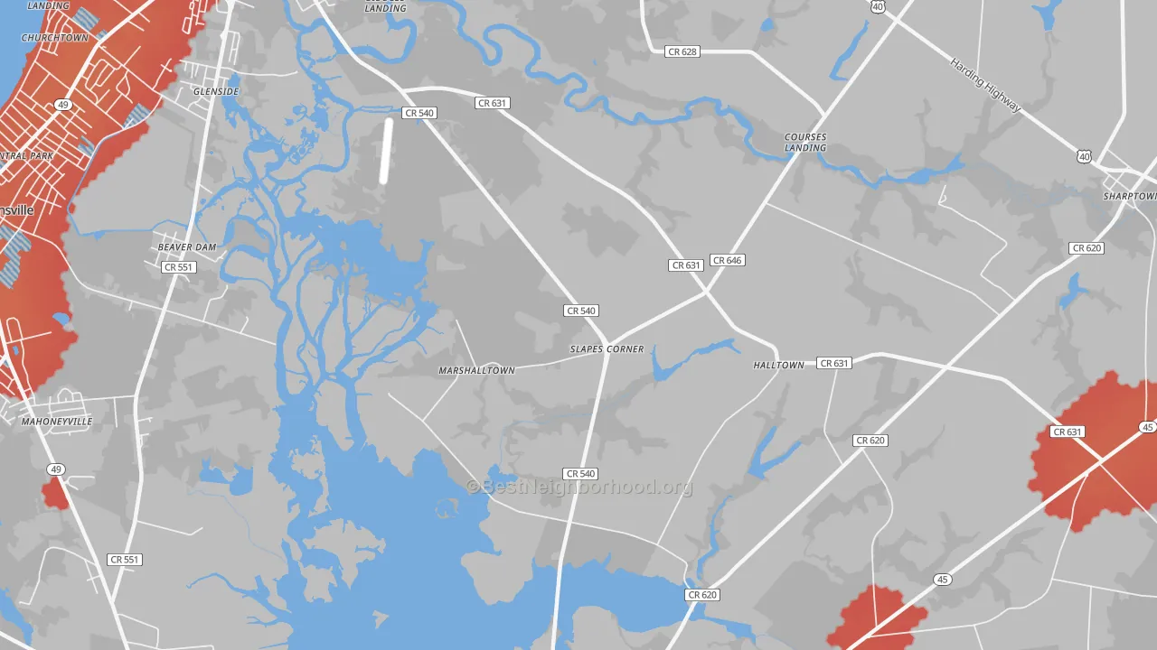 Transit Grade map of Marshalltown, NJ