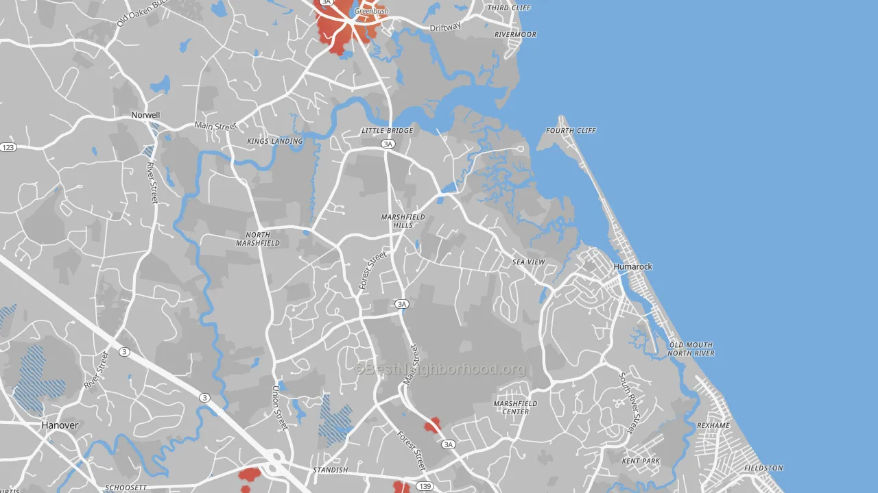 Transit Grade map of Marshfield Hills, MA