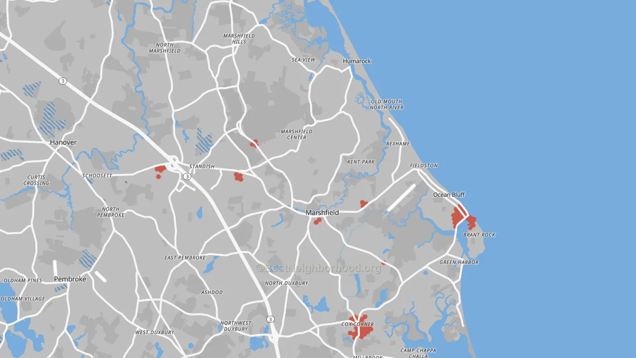 Transit Grade map of Marshfield, MA